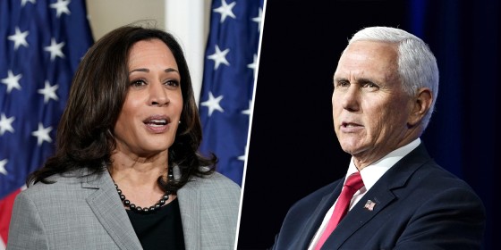 Sen. Kamala Harris, D-Calif., and Vice President Mike Pence.