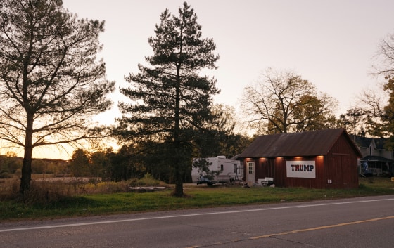 A Trump campaign sing in Michigan's Genesee County.