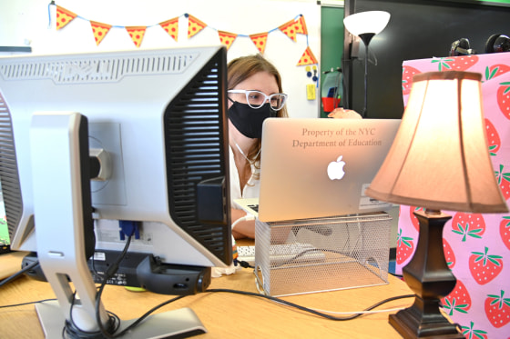 Image: New York Teachers Conduct Remote Classes From School Building