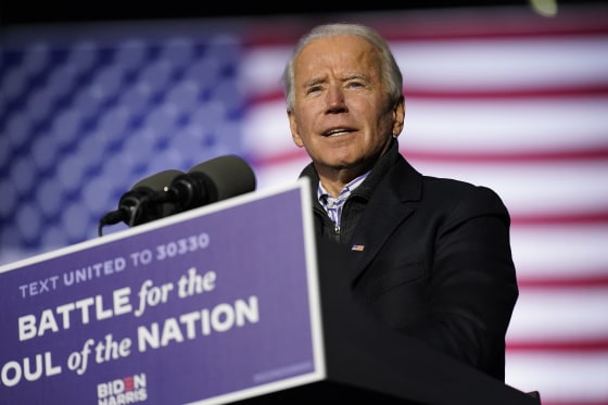 Image: Democratic presidential candidate former Vice President Joe Biden speaks during a drive-in rally at Heinz Field, Monday, Nov. 2, 2020, in Pittsburgh.