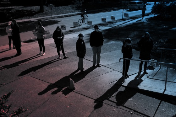 Image: Residents wait to vote in Squirrel Hill, Pa., on Election Day.