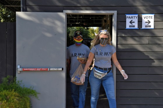 Image: Voters line up at a polling station on Election Day in Houston