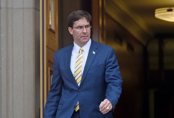 Secretary of Defense Mark Esper arrives at the Pentagon on Oct. 31, 2019.
