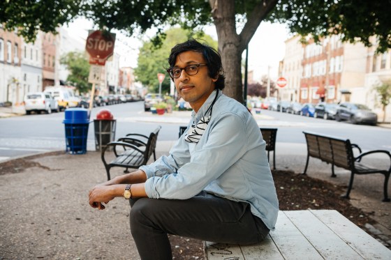 Nikil Saval, a socialist candidate running for State Senate in Pennsylvania&#x27;s 1st district, in Queen Village, Philadelphia, May 21, 2020. (Michelle Gustafson/The New York Times)