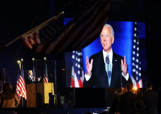 Image: Democratic 2020 U.S. presidential nominee Joe Biden's election rally, after news media announced that he has won the 2020 U.S. presidential election, in Wilmington, Delaware