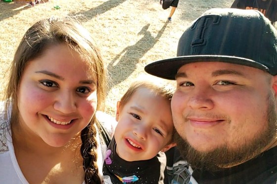 Image: Adan and Mariah Gonzalez hold their son Raiden Gonzalez