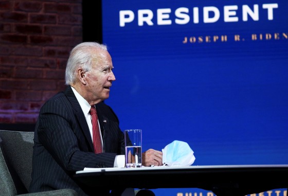 Image: U.S. President-elect Joe Biden holds online video meeting with governors in Wilmington, Delaware