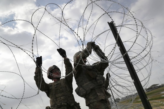 Image: Troops Arrive At U.S. Mexico Border Spots Where Migrant Caravan May Arrive In Coming Weeks