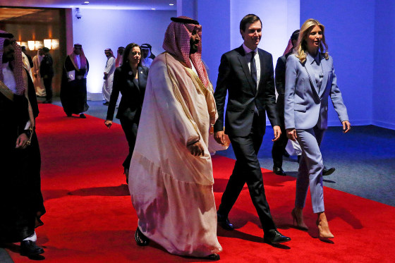 Image: FILE PHOTO: Saudi Arabia's Deputy Crown Prince Mohammed bin Salman escorts White House senior advisors Jared Kushner and Ivanka Trump at the Global Center for Combatting Extremist Ideology in Riyadh, Saudi Arabia