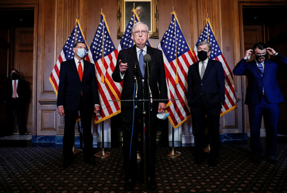 Image: U.S. Senate Republican leaders hold news conference at the U.S. Capitol in Washington