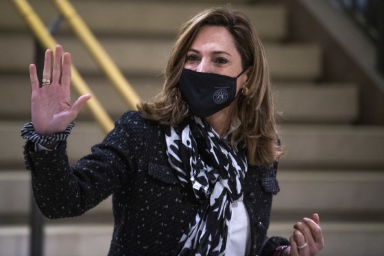 Image: Rep.-elect Maria Elvira Salazar, R-Fla., arrives for new member orientation in the Capitol Visitor Center.