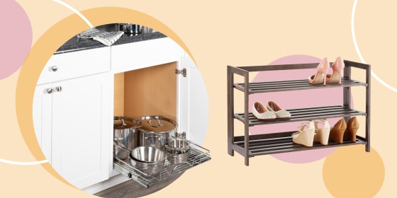 Illustration of drawers with pots and shoe rack