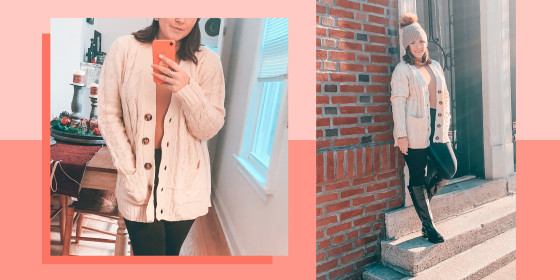 thumbnail image 2 of AmeriMark Women's Cable Stitch Cardigan - Lightweight Long Sleeve Knit Sweater 2 of 9