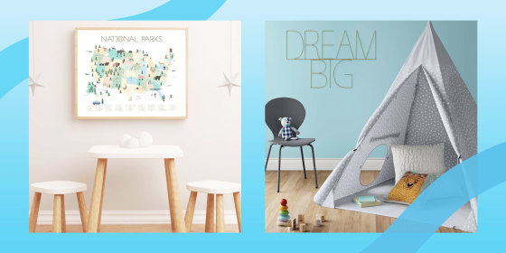 Illustration of Kids' Tent Pillowfort and Kids National Park Map