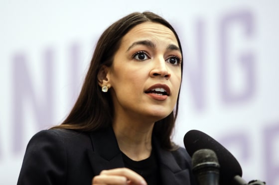 Rep. Alexandria Ocasio-Cortez, D-N.Y., speaks on May 1, 2020, in the Bronx.