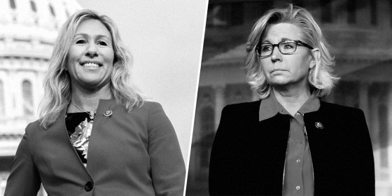 Reps. Marjorie Taylor Greene, R-Ga., and Liz Cheney, R-Wyo.