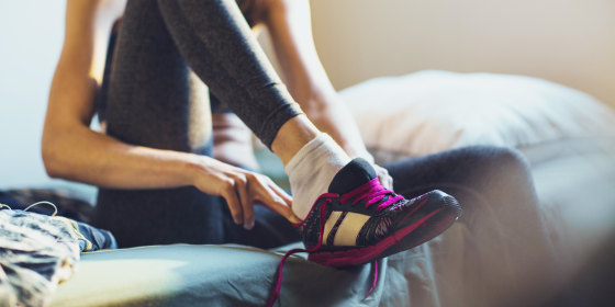Woman getting ready for training