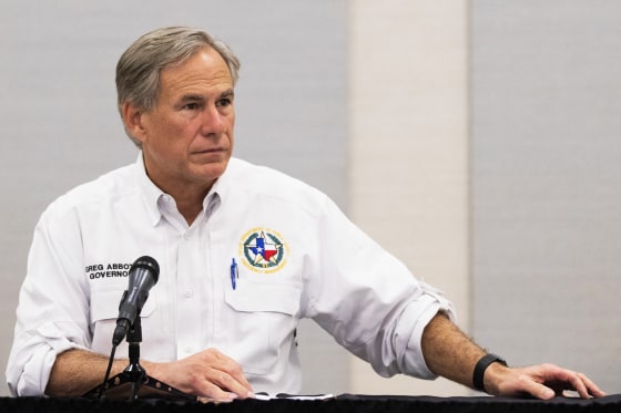 Image: Texas Gov. Greg Abbott visits Lake Jackson on Sept. 29, 2020.