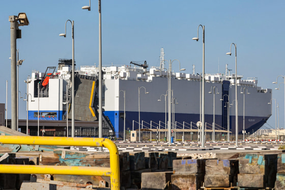 Image: The Israeli-owned Bahamian-flagged MV Helios Ray cargo ship docked in Dubai's Mina Rashid (Port Rashid) cruise terminal