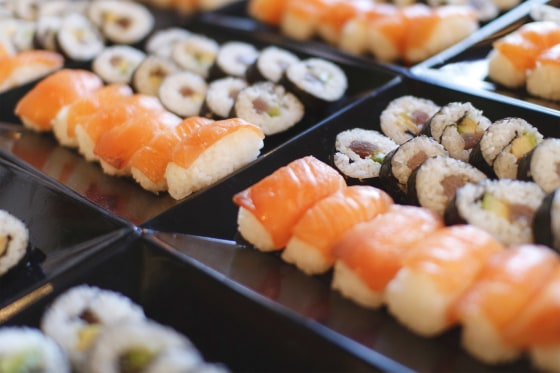 Image: A selection of sushi on a plate.