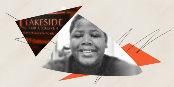 Image: Illustration shows Cornelius Fredericks and a sign for Lakeside Academy for Children.