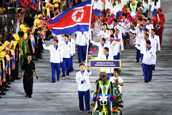 North Korea's delegation during the opening ceremony of the Rio 2016 Olympic Games at the Maracana stadium in Rio de Janeiro, August 5, 2016.