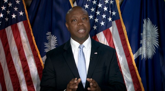 Image: Rep. Tim Scott, R-S.C., delivers the Republican response to President Joe Biden's joint address to Congress on April 28, 2021.