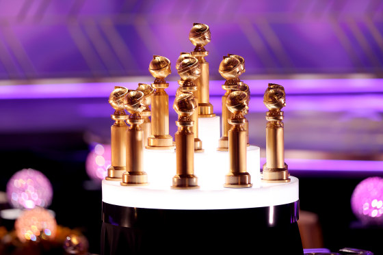 Awards are displayed at the 78th Annual Golden Globe Awards held at The Beverly Hilton on February 28, 2021 in Beverly Hills, Calif.