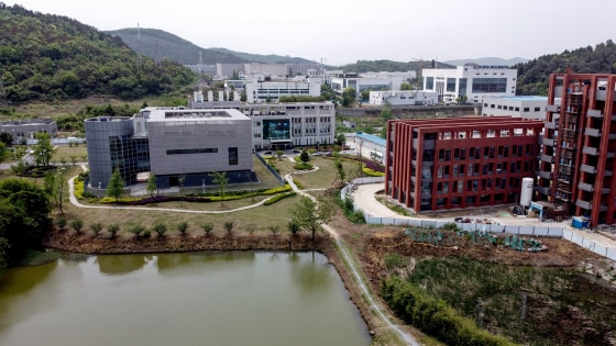 Image: The P4 laboratory, left, at the Wuhan Institute of Virology in Wuhan in China's central Hubei province on April 17, 2020.