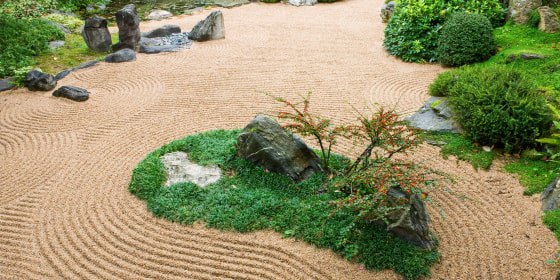 View of a backyard Zen Garden