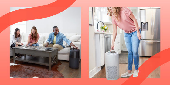 Illustration of two different people using the new Instant Pot Air Purifier