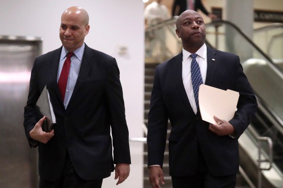 Image: Cory Booker, Tim Scott, Senators Briefed Behind Closed Doors By Government Agencies On Coronavirus Outbreak