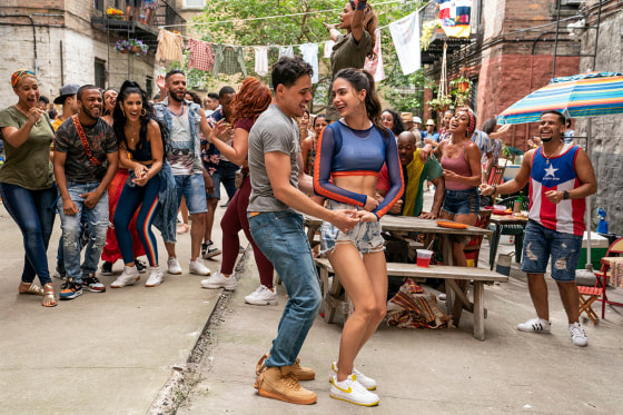 Image: Keomi Key, Melissa Barrera, and Anthony Ramos in In the Heights (2021)