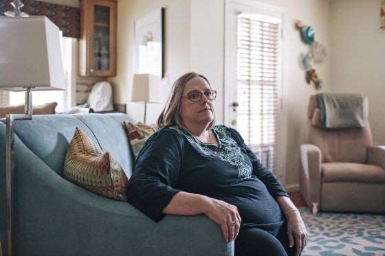 Patty Nece, who has progressive scoliosis, at her home in Alexandria, Va.