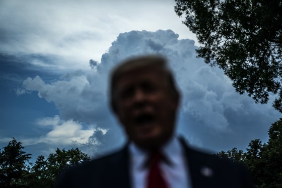 IMage: Then-President Donald Trump speaks to the media on the South Lawn of the White House in 2019.