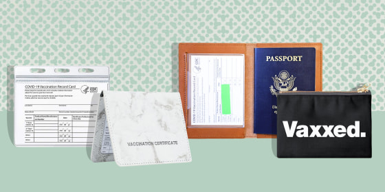 Illustration of four different types of Vaccine Card holders