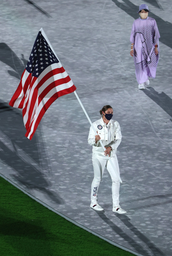 Team USA wears uniforms by Ralph Lauren at Olympic closing ceremony