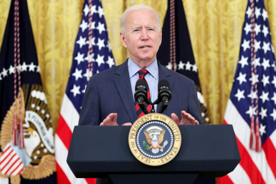 U.S. President Biden delivers remarks at the White House in Washington