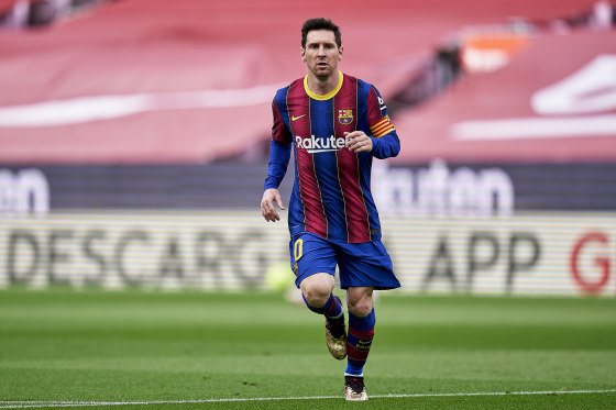 Lionel Messi of FC Barcelona during a match in Barcelona on May 16, 2021.