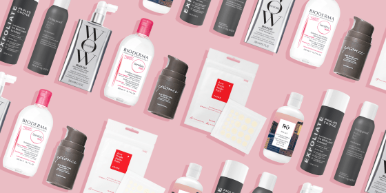 Illustration of different skin care and beauty products on sale at Dermstore