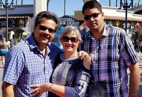 Kenneth French, 32, with his parents, Russell and Paola French.