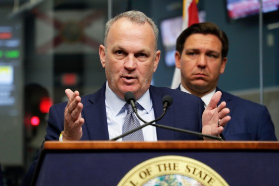 Florida Education Commissioner Richard Corcoran speaks in Tallahassee on March 17, 2020.