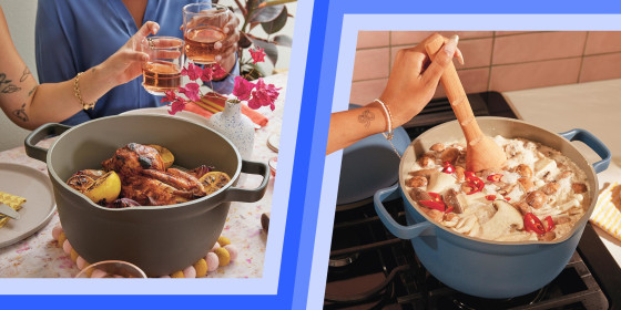 Illustration of the new Our Place Pot, the Perfect Pot, in two different settings