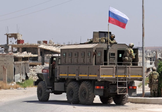 Image: Russian troops in the Syrian district of Daraa al-Balad in Syria's southern province of Daraa, on Sept. 1, 2021.
