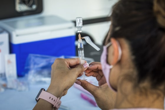 The city of Long Beach's Department of Health and Human Services holds an evening Covid-19 vaccination clinic on July 6, 2021 in Long Beach, Calif.