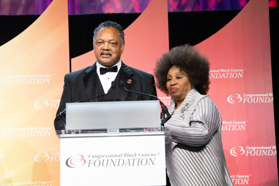 Jesse Jackson and his wife Jacqueline Brown attend the Phoenix Dinner for the 48th Annual Congressional Black Caucus Foundation on Sept. 15, 2018, in Washington.