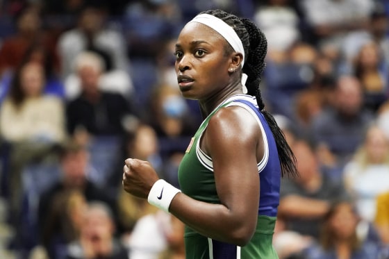Sloane Stephens reacts to a shot against Coco Gauff during the second round of the U.S. Open tennis championships on Sept. 1, 2021, in New York.