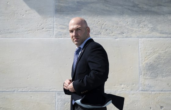 Rep. Anthony Gonzalez, R-Ohio, walks down the House steps after a vote on March 11, 2021.