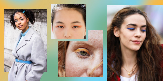 Illustration of four Woman wearing different colorful eyeliner