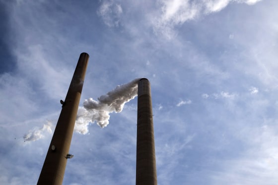 Image: A scrubber stack at the American Electric Power Mountaineer Coal Plant in Letart, West Virginia, on March 9, 2016.